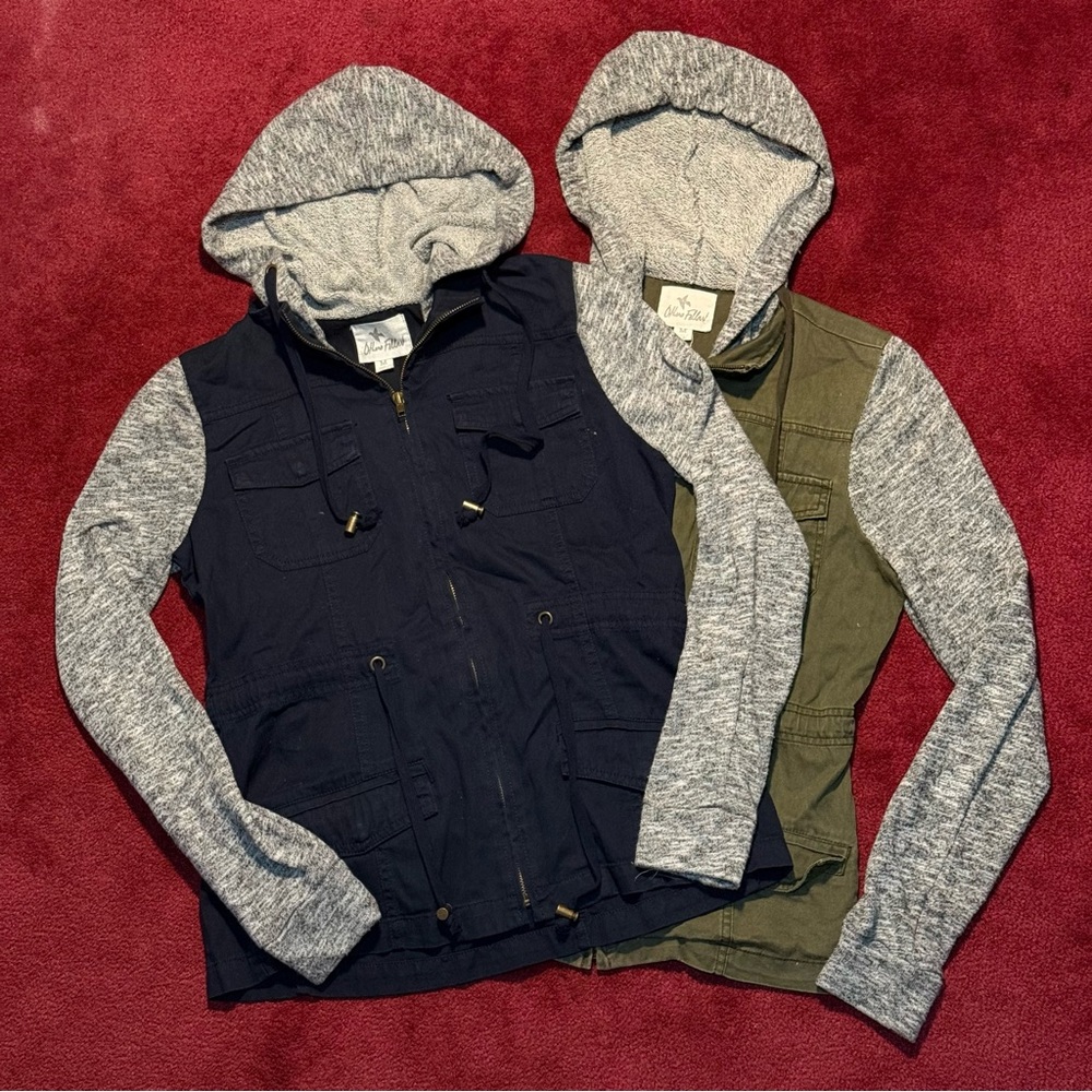2 Others Follow Hooded Jacket Set - Navy and Olive